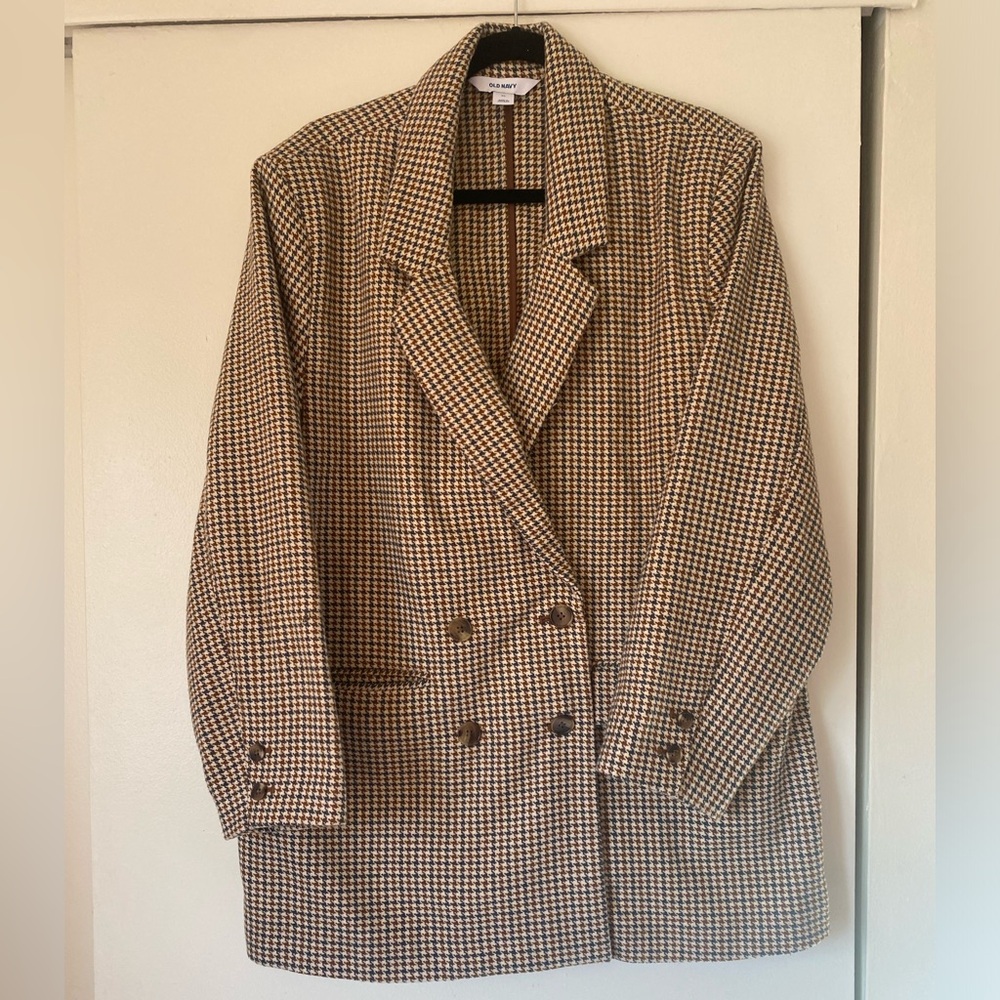 Old Navy Houndstooth Double Breasted Blazer